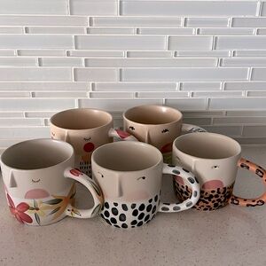 Anthropology Face Mugs set of 5